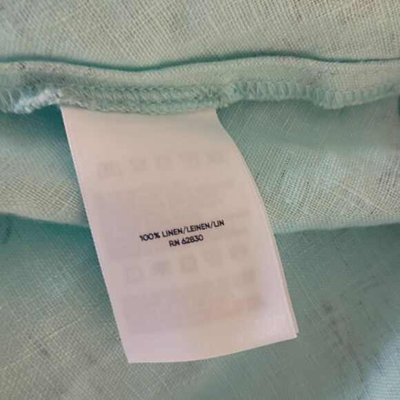 Lands' End Blue High Neck Halter Linen Midi Dress Sailboat Beach print L - Picture 9 of 10